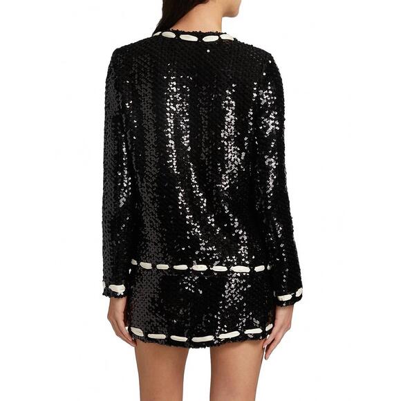 NEW LOVESHACKFANCY rosina ribbon sequin jacket in black - Picture 3 of 6